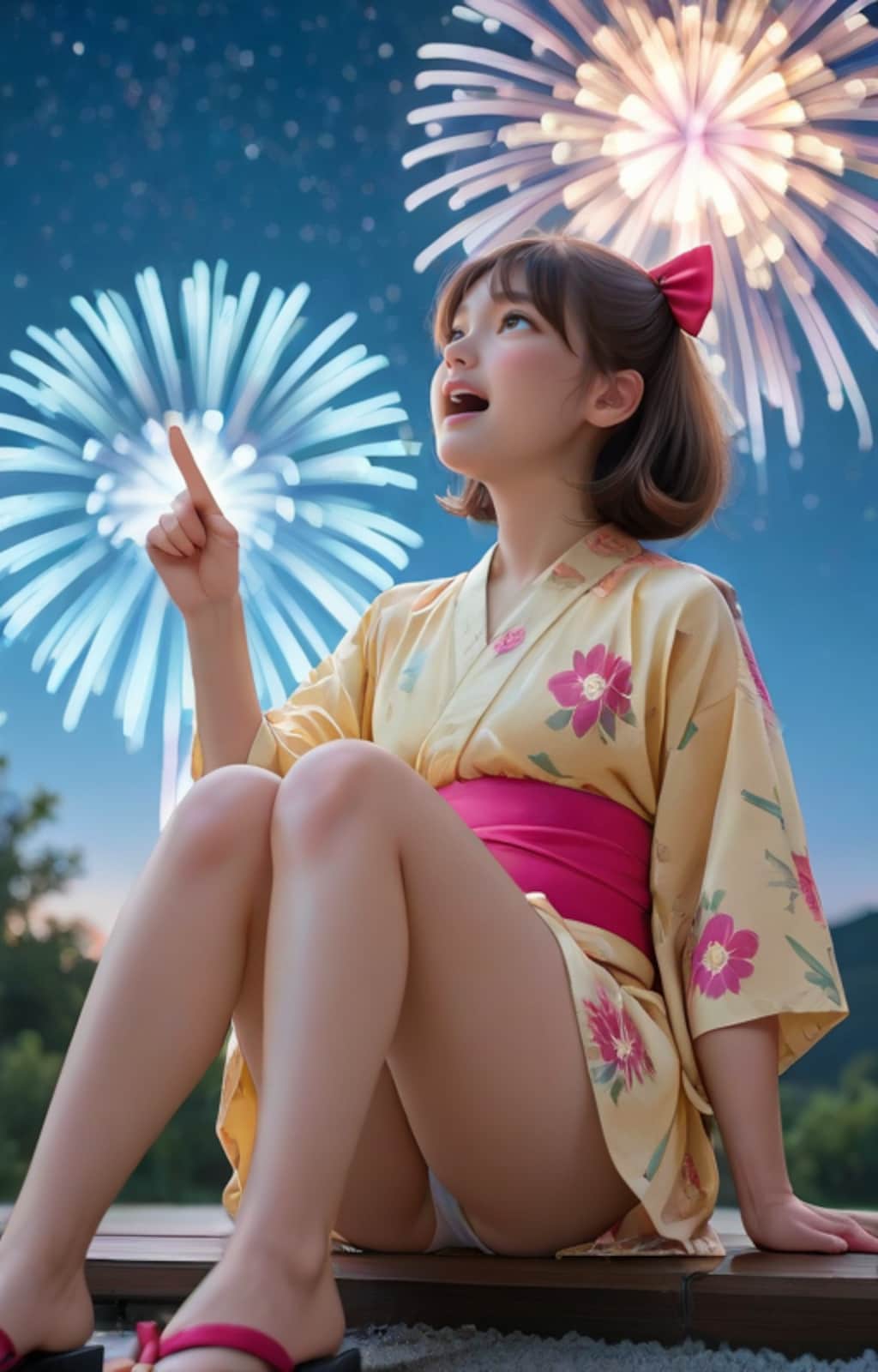 浴衣美人さんと花火に