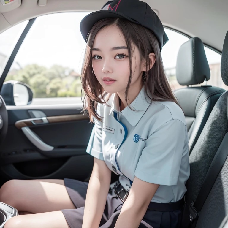 黒髪ロングで車内の美女７８ | の人気AIイラスト・グラビア