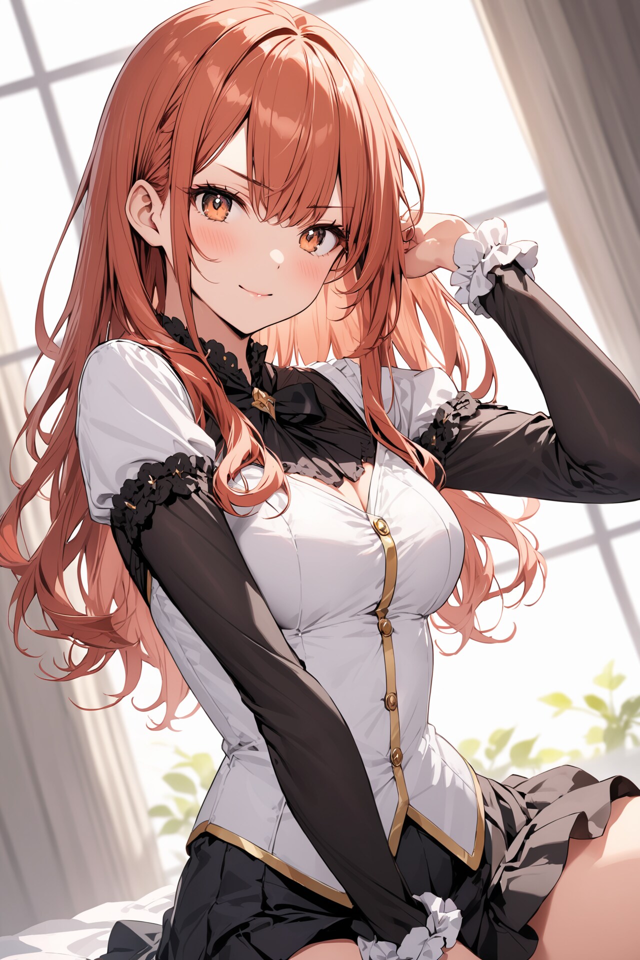 窓辺の赤い髪の女の子 | の人気AIイラスト・グラビア