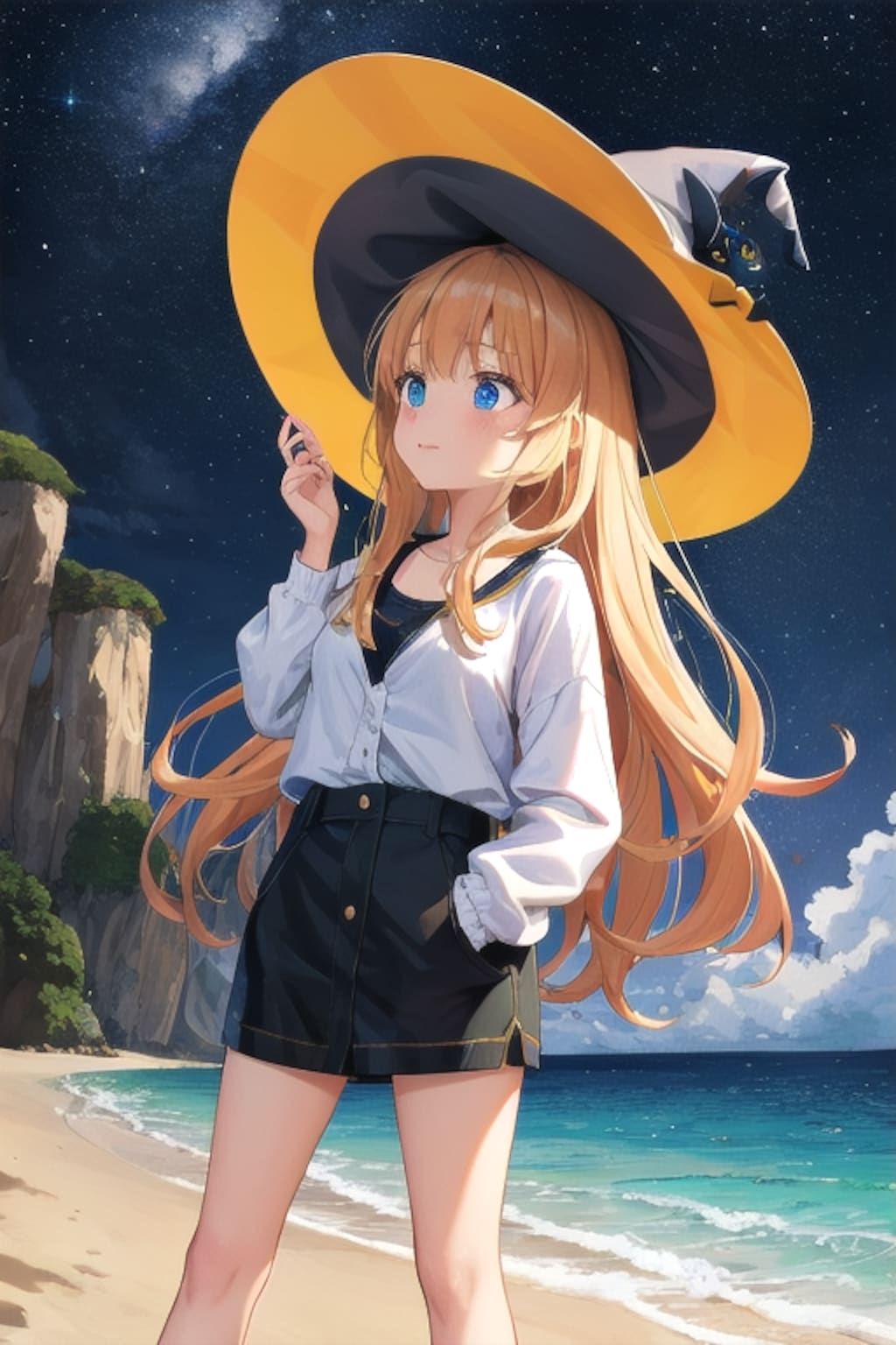 砂浜の魔女と星空