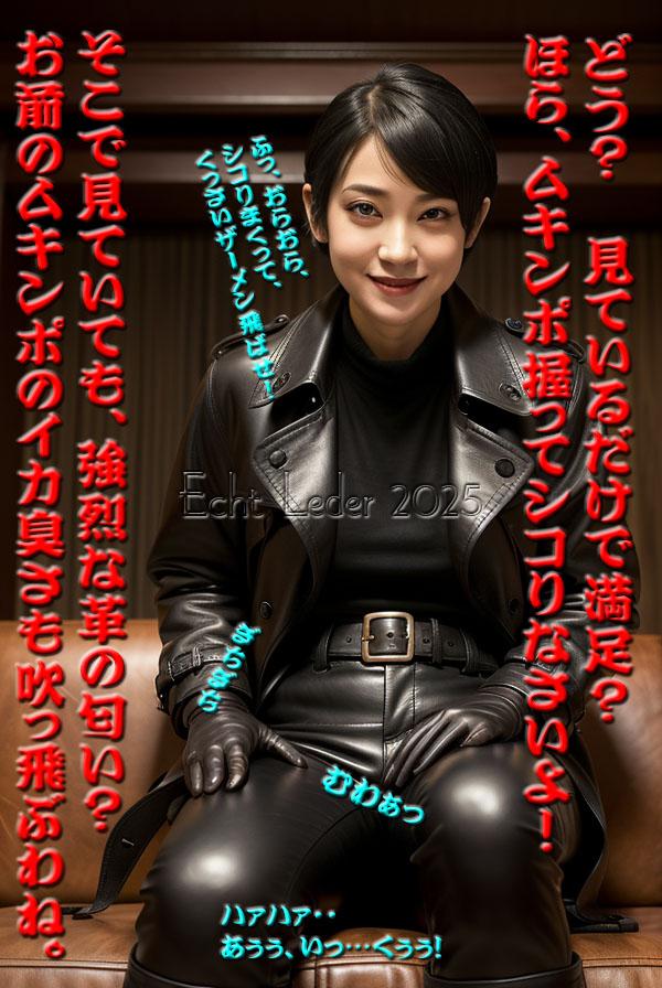 強烈な革の匂いでオナニーを強要する革フェチ熟女様