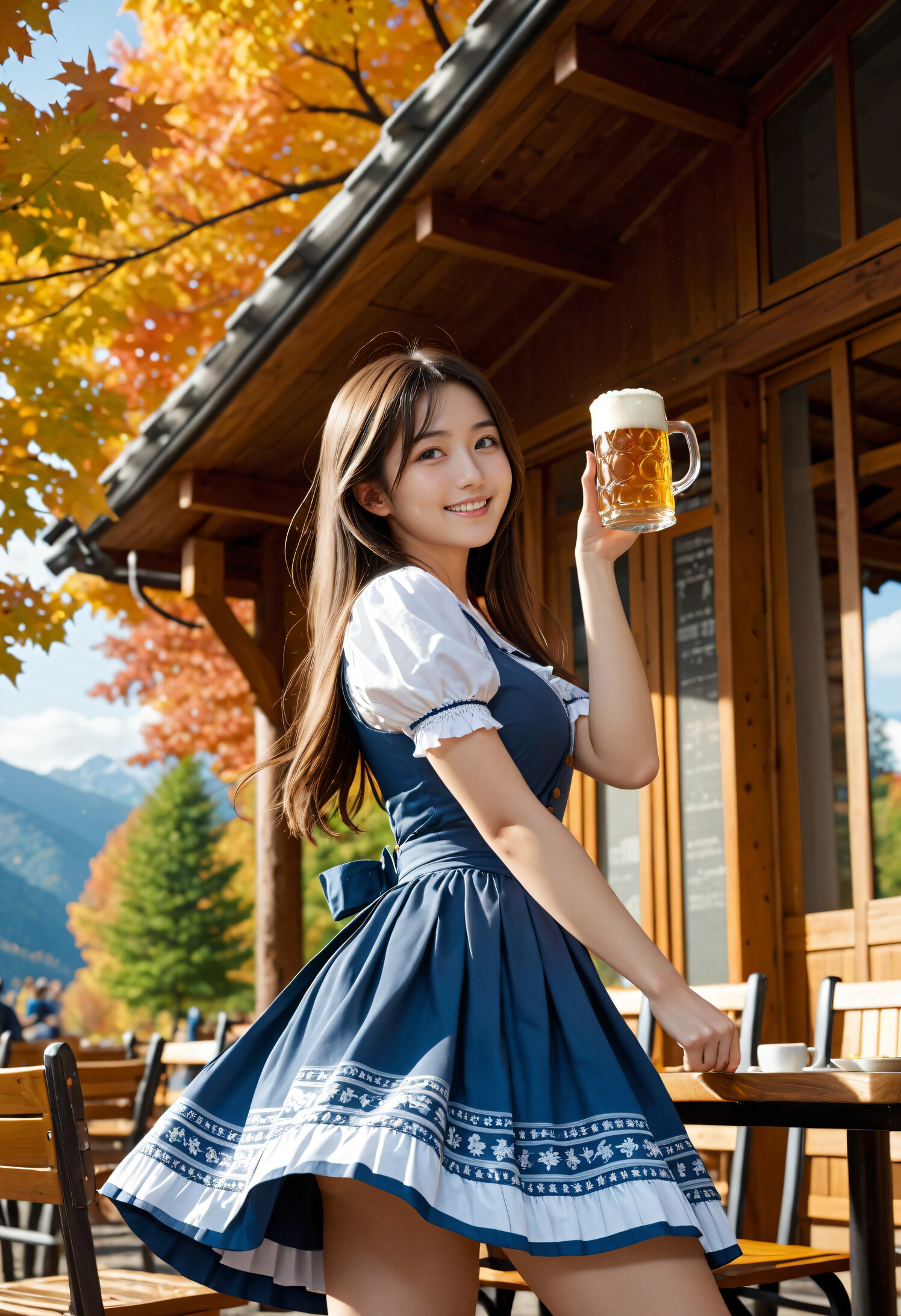 秋のビールテラスで乾杯