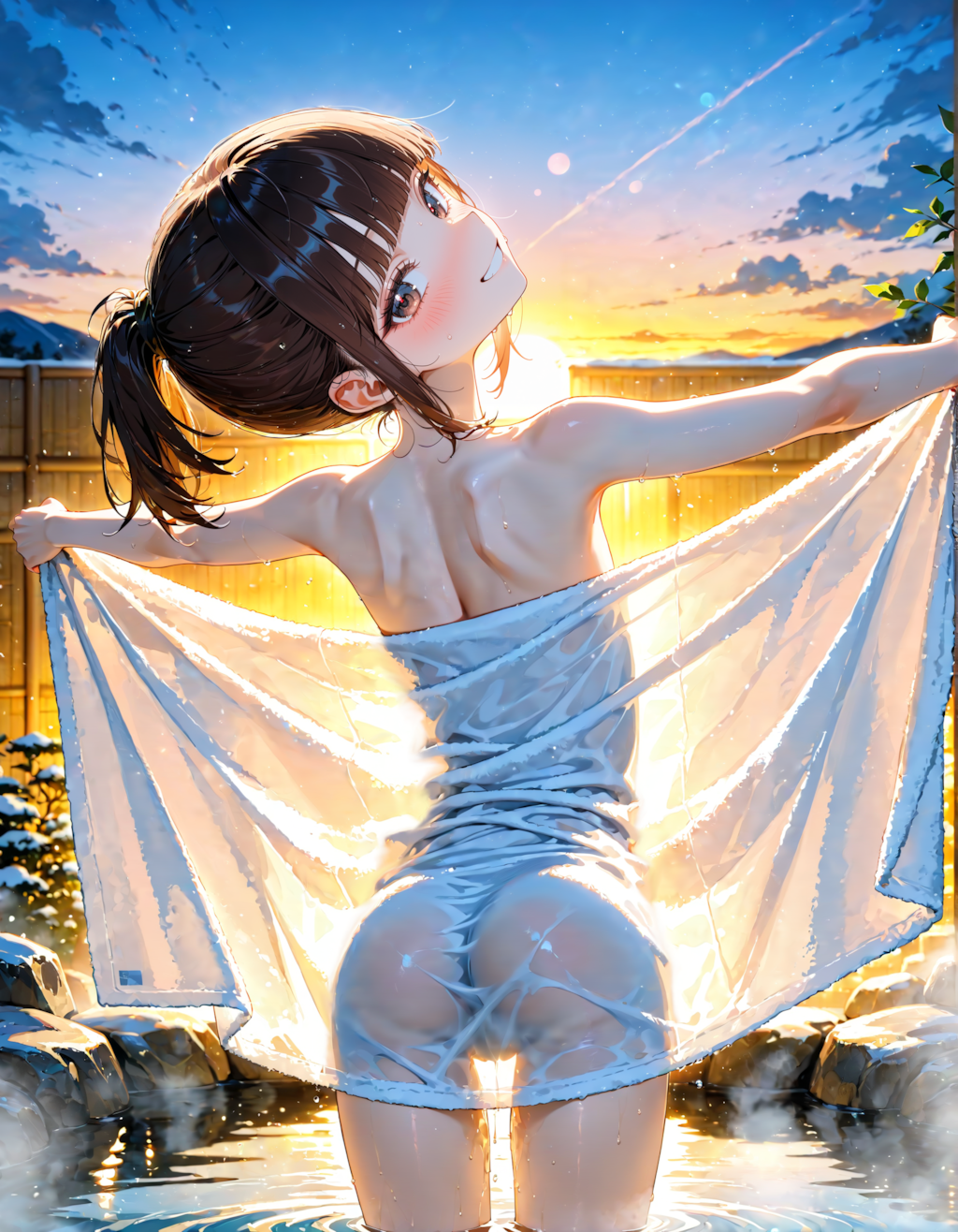 撮影会後の露天風呂