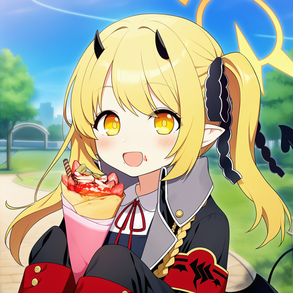 クレープを食べるイブキ