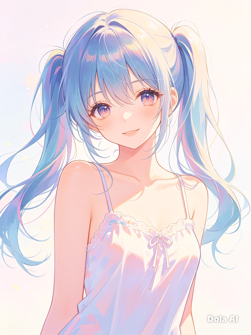 女の子、アニメ風のイラスト、キャミソール(2)
