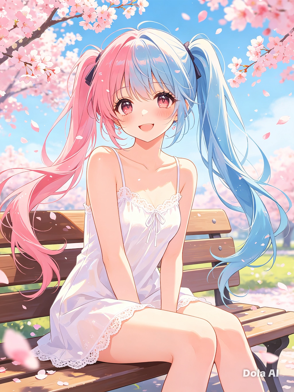 女の子、アニメ風のイラスト、キャミソール(2)