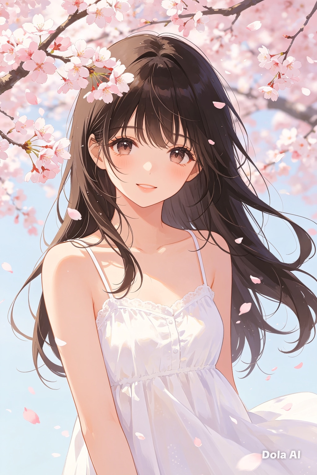 女の子、アニメ風のイラスト、キャミソール(2)