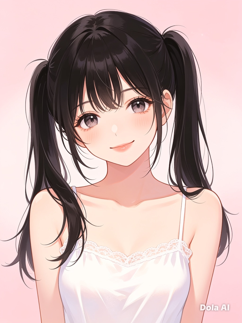 女の子、アニメ風のイラスト、キャミソール(2)