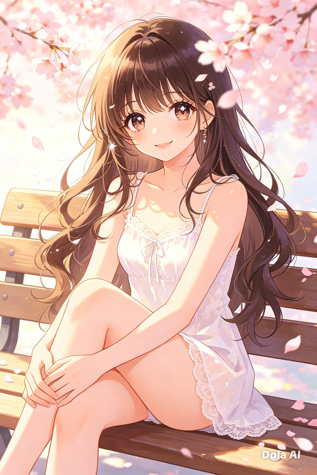 女の子、アニメ風のイラスト、キャミソール(2)