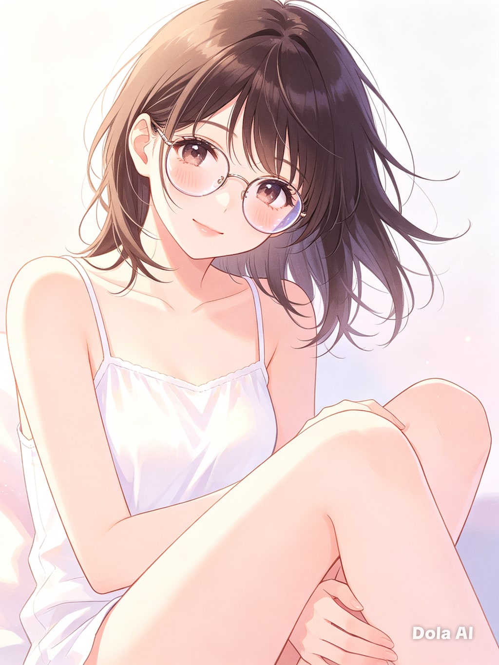 女の子、アニメ風のイラスト、キャミソール(2)