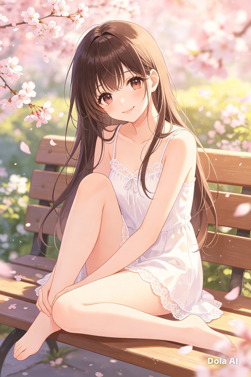 女の子、アニメ風のイラスト、キャミソール(2)