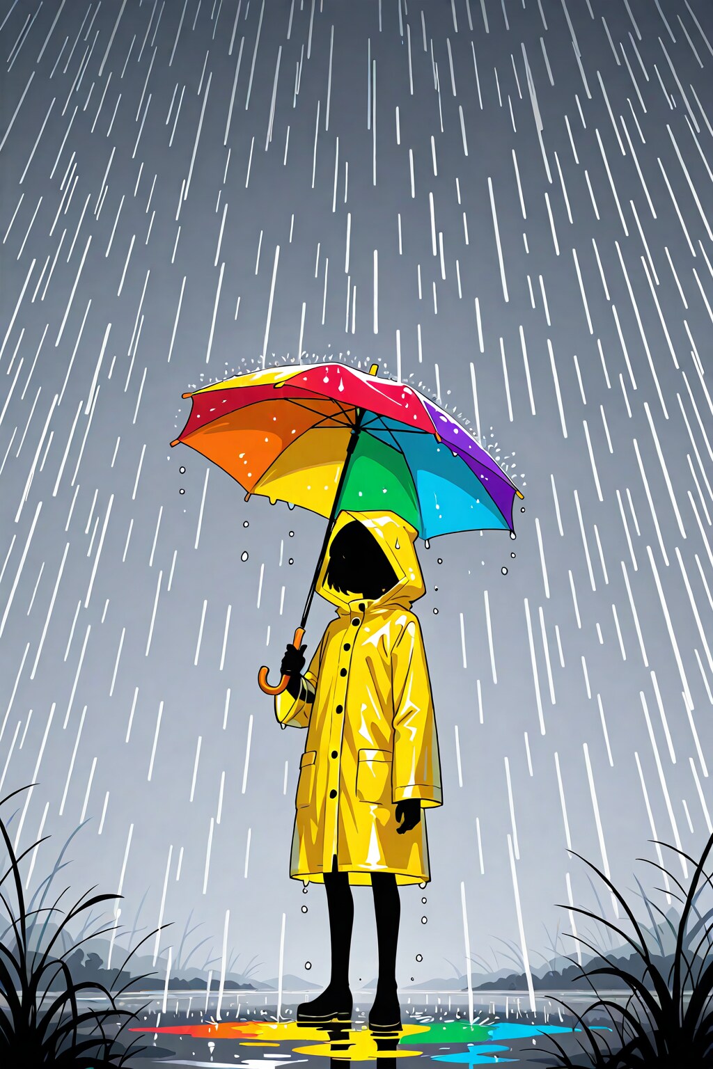 影絵少女の雨の日。