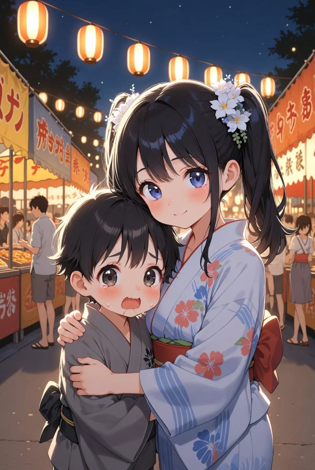 迷子になった弟を見つける姉