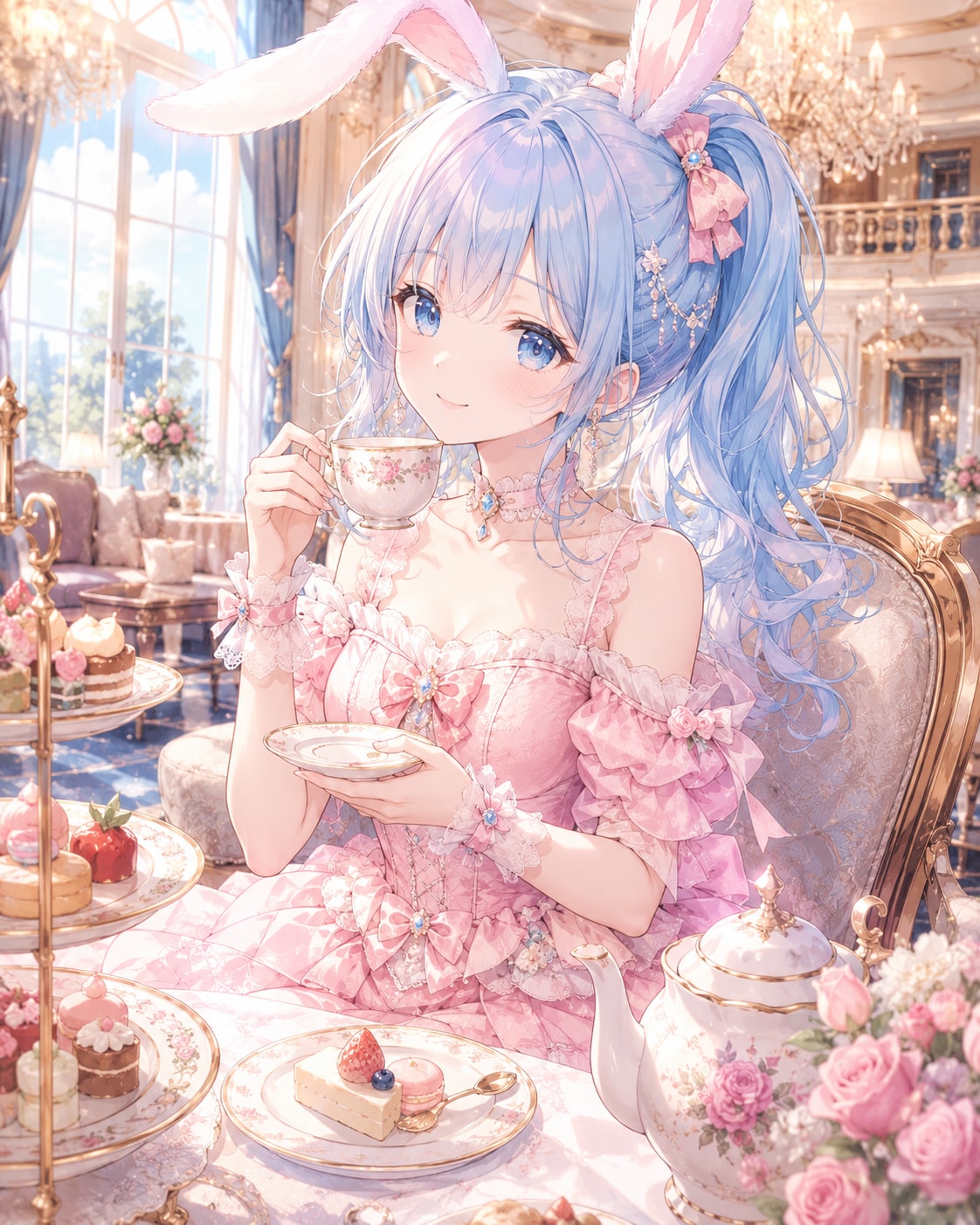豪華ティールームのうさみみ令嬢 | の人気AIイラスト・グラビア