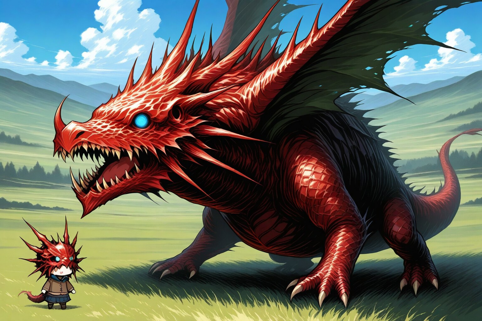 草原に場違いドラゴン