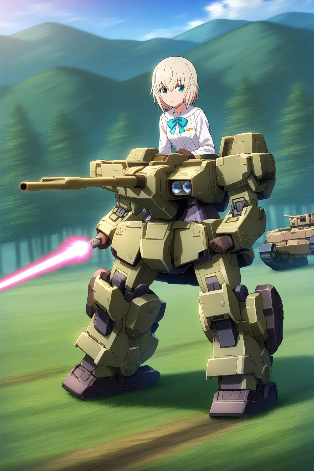 砲戦ロボに乗るメカ娘？