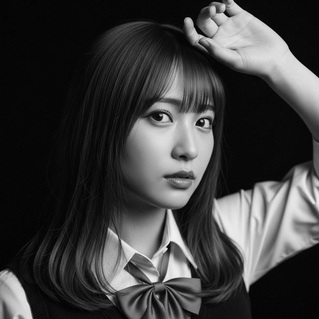 ＪＫ_Portrait（Black and White） | の人気AIイラスト・グラビア