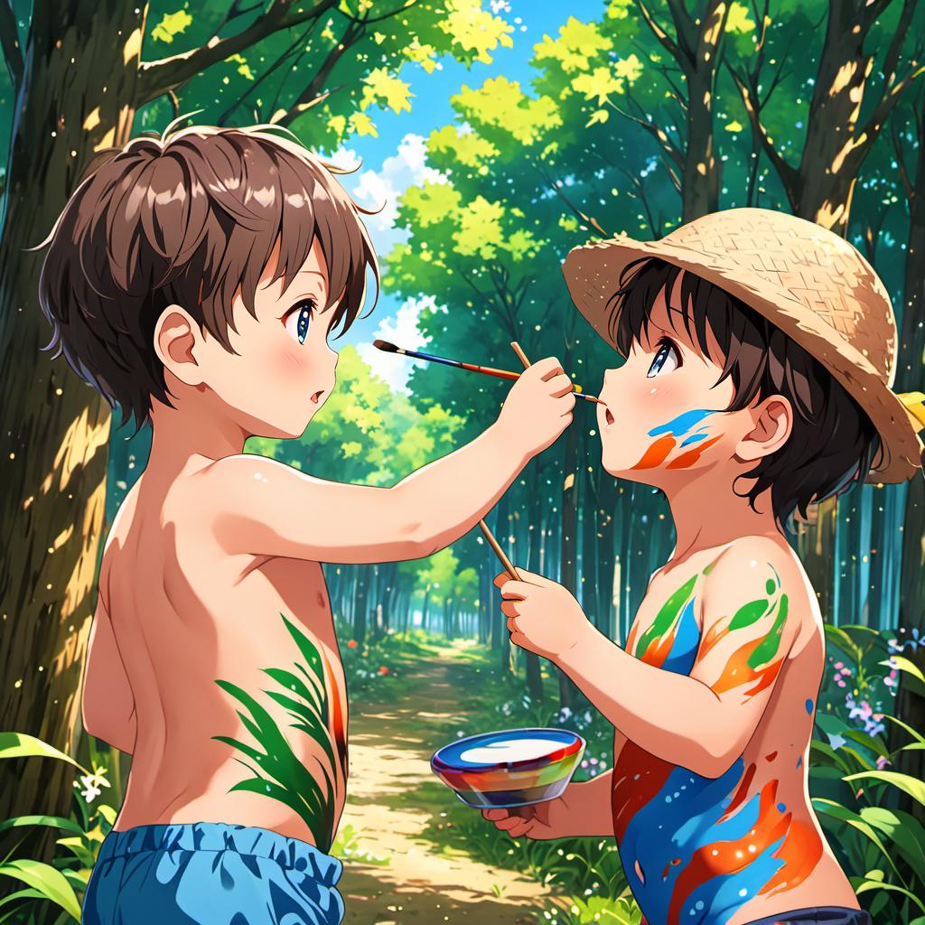 キャンプで塗りっこ　ボディペイント