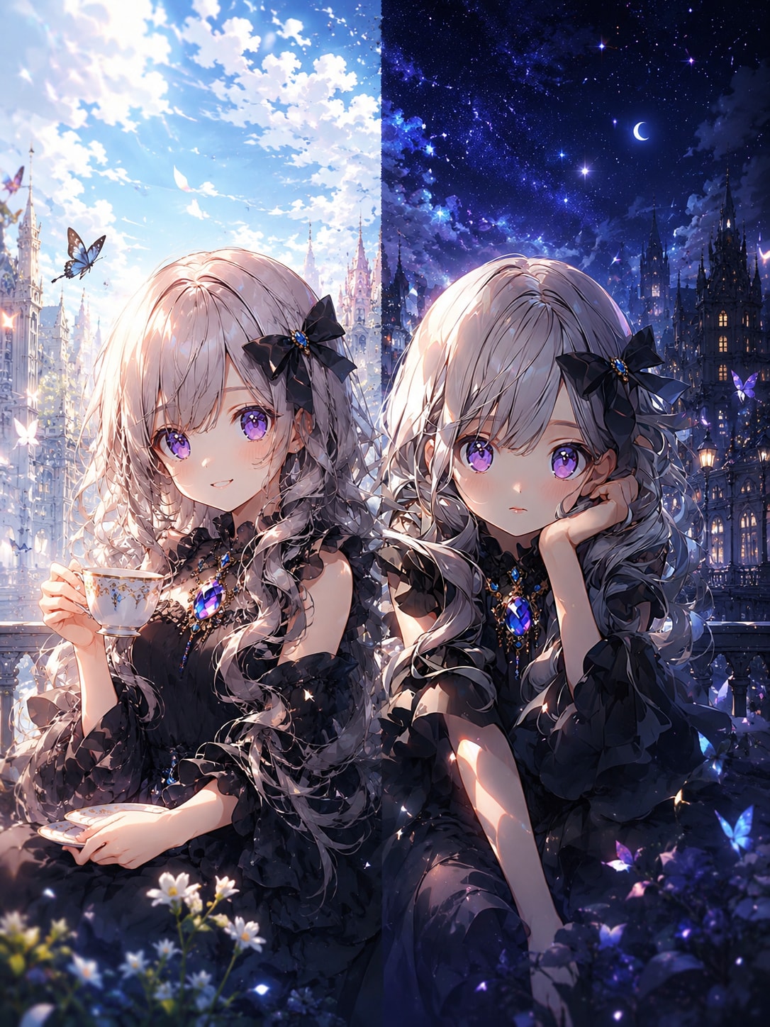 昼と夜のVEGAちゃん | の人気AIイラスト・グラビア