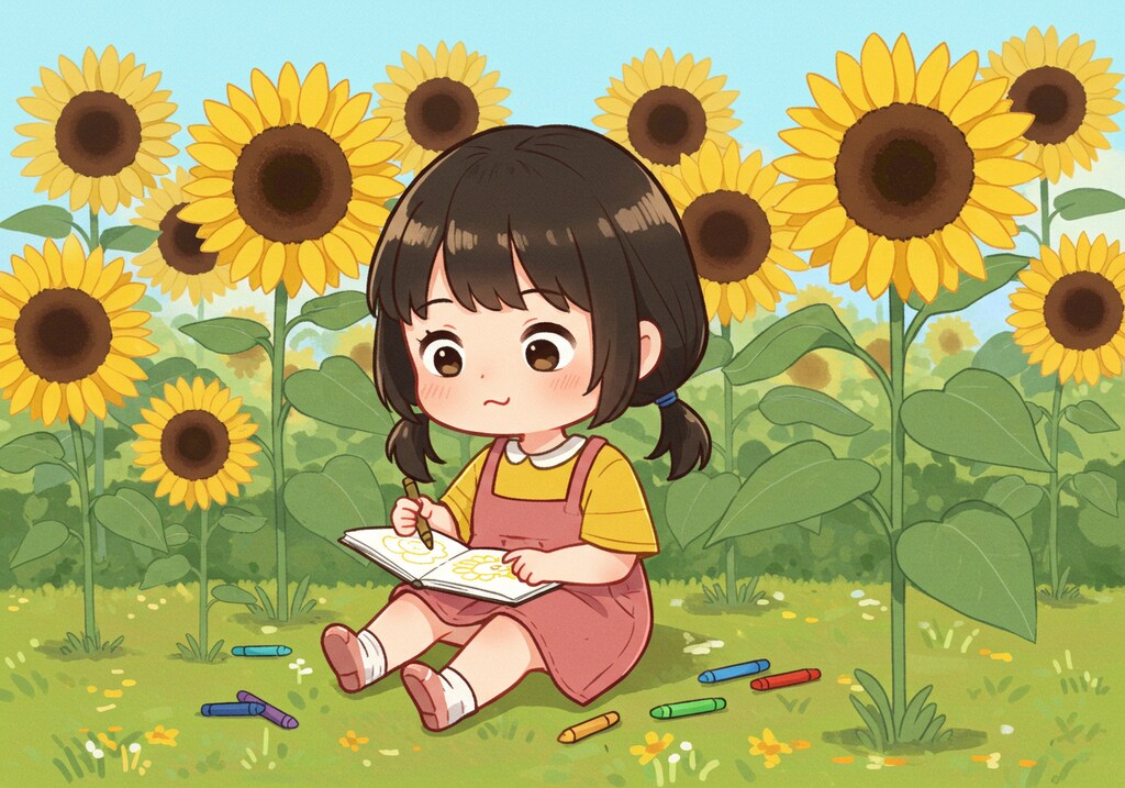 ヒマワリのある風景48・写生