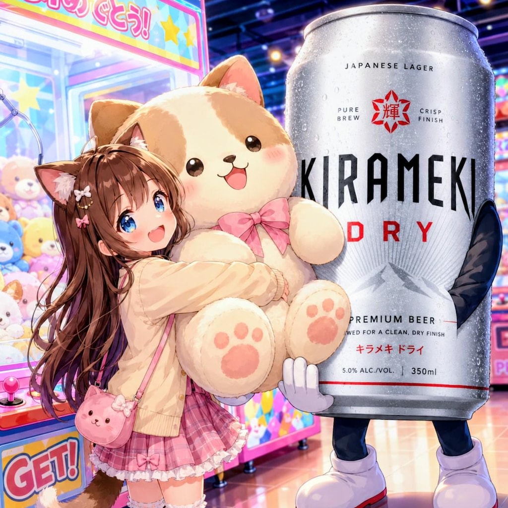 大きなぬいぐるみを抱きしめる小さな女の子