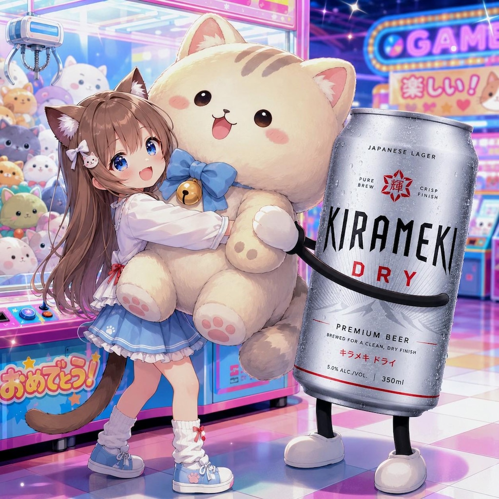 大きなぬいぐるみを抱きしめる小さな女の子