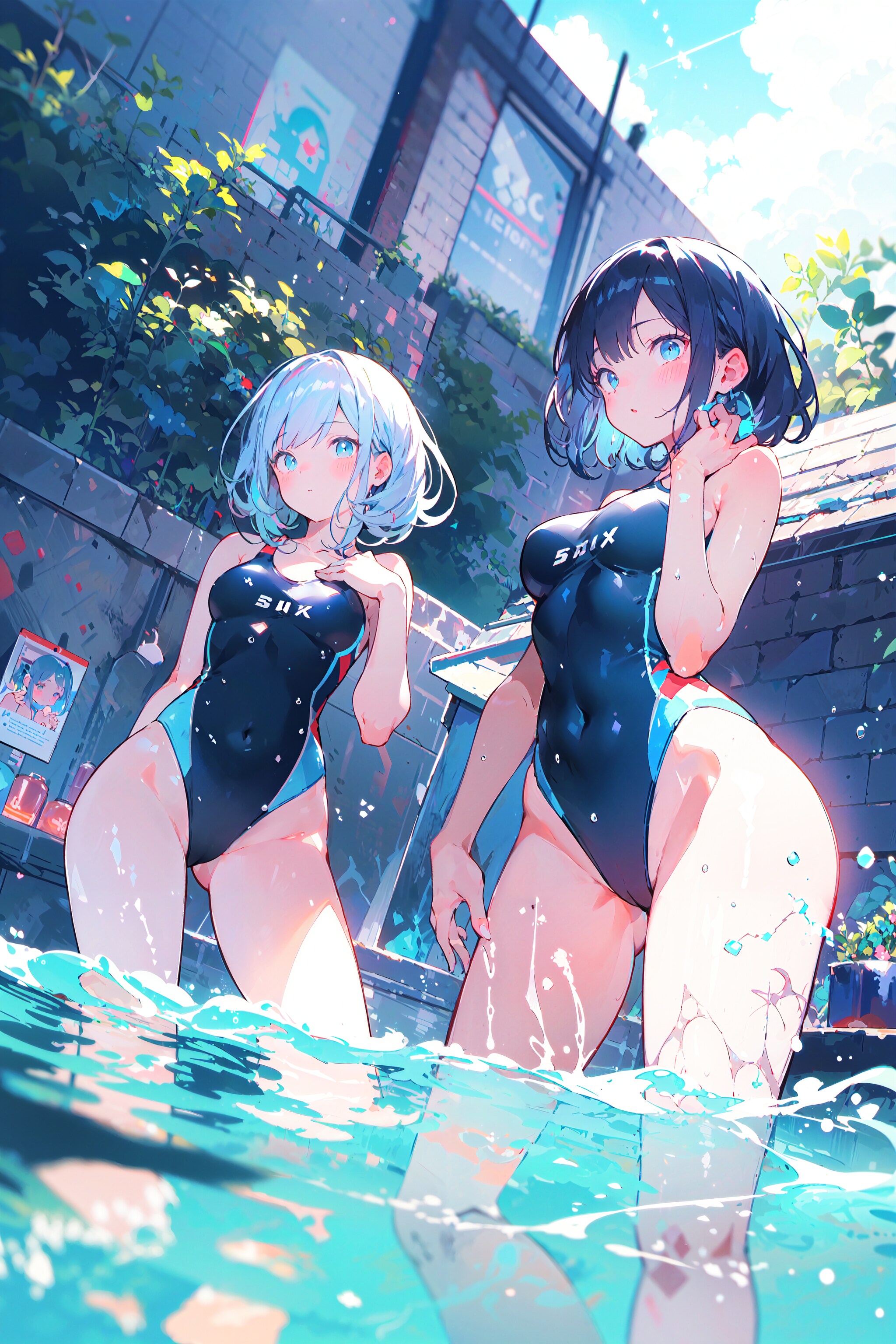 二人でプール