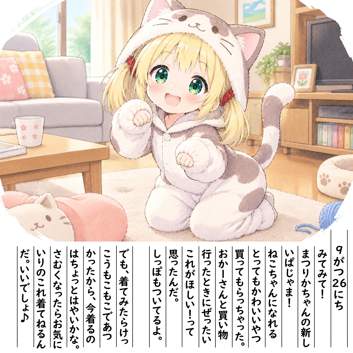 【絵日記】ねこちゃんぱじゃま♪ | の人気AIイラスト・グラビア