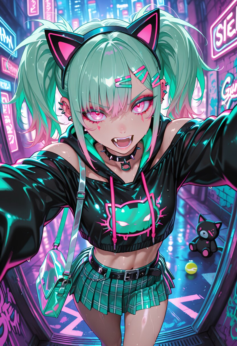 Neon Catgirl | の人気AIイラスト・グラビア