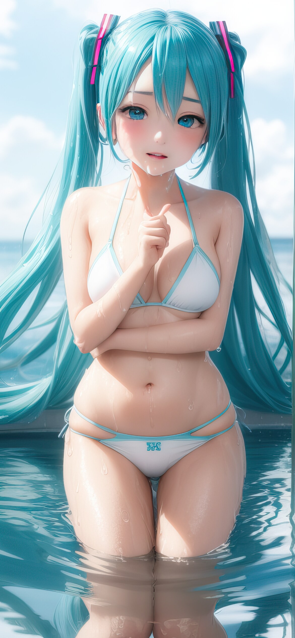 スマホ壁紙_水着ミク