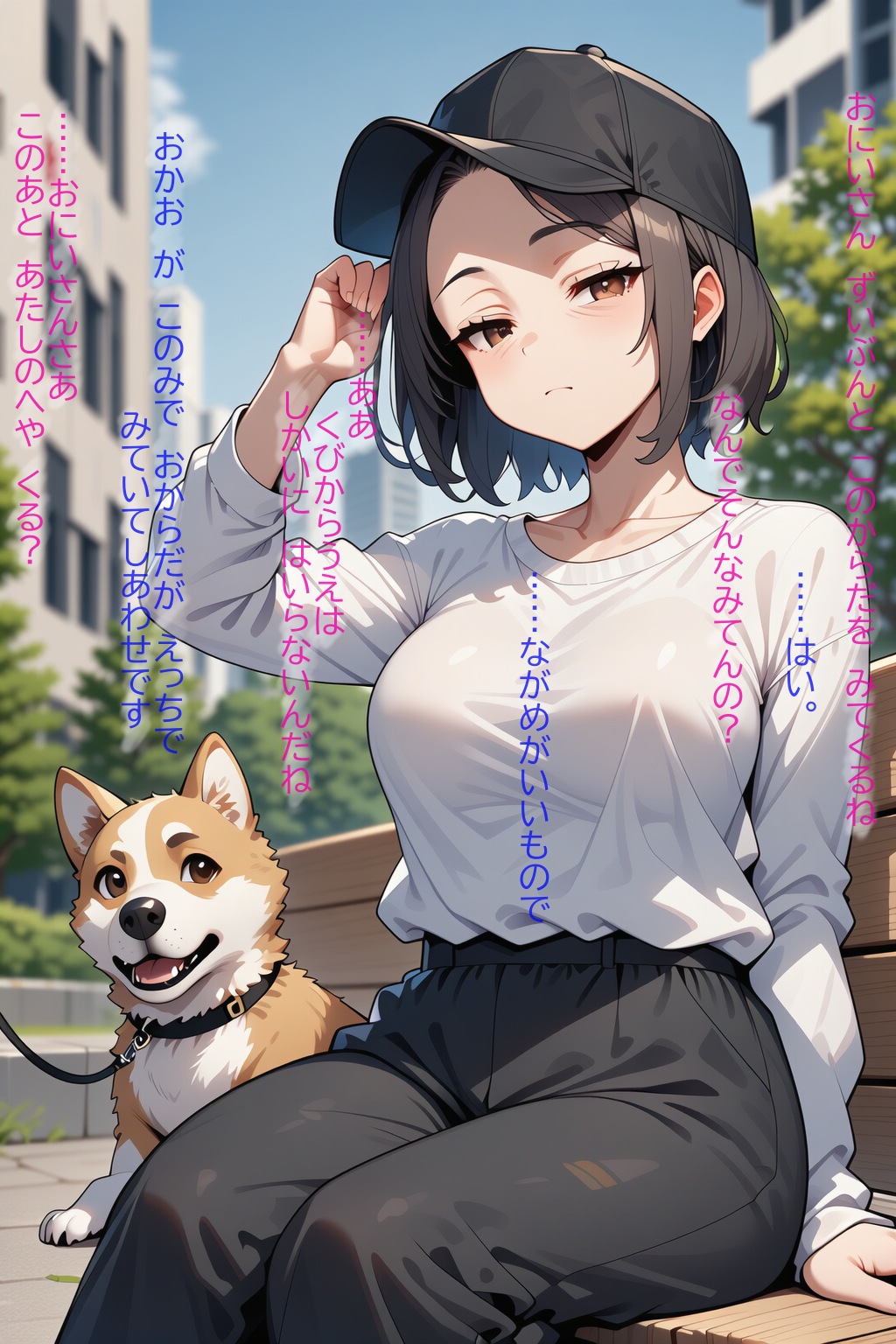 わんこをつれていた妙齢婦女