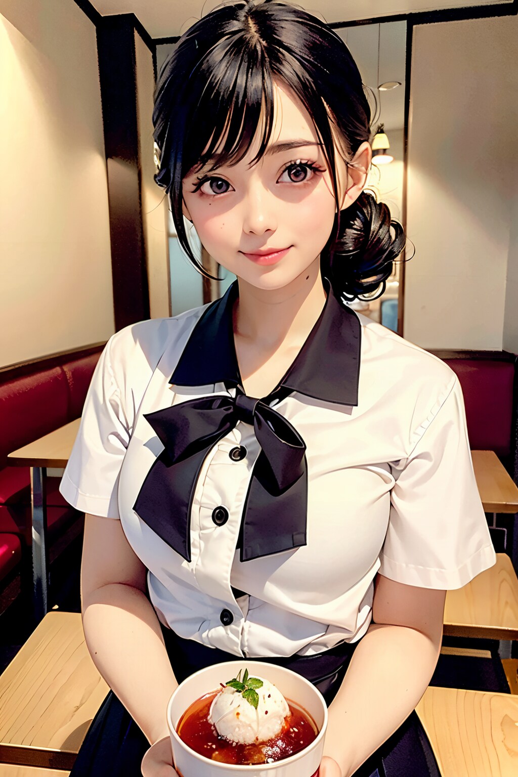 レストランでバイトする女子高生