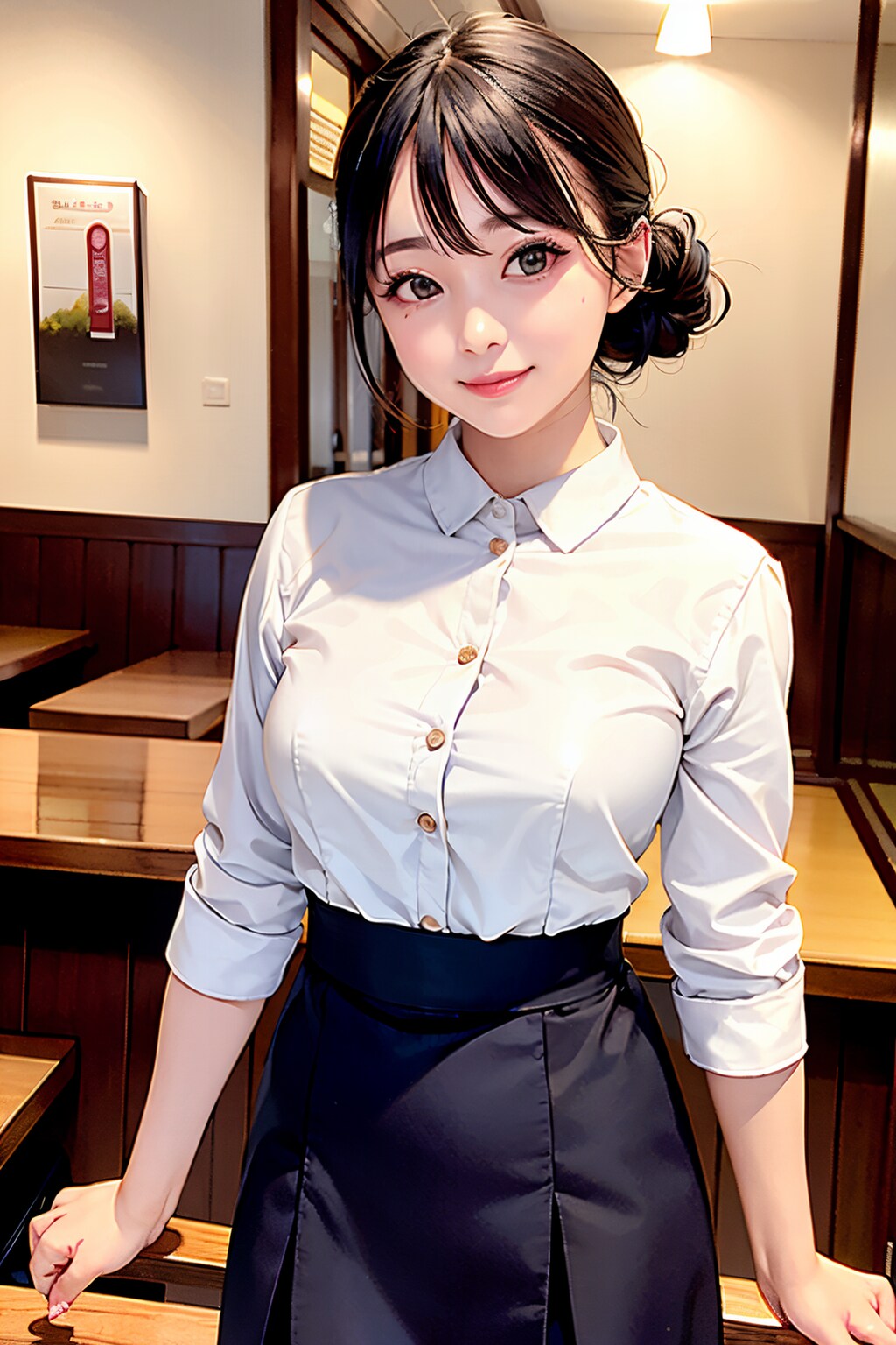 レストランでバイトする女子高生
