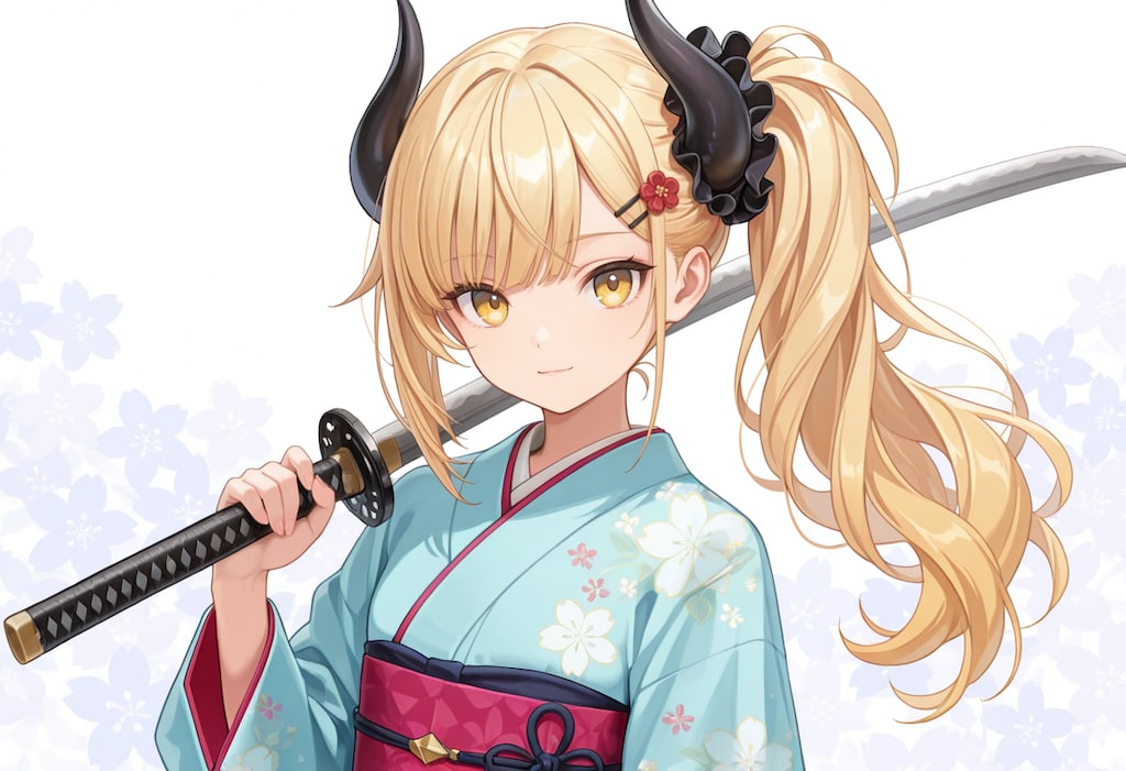 刀と着物女鬼高生さん