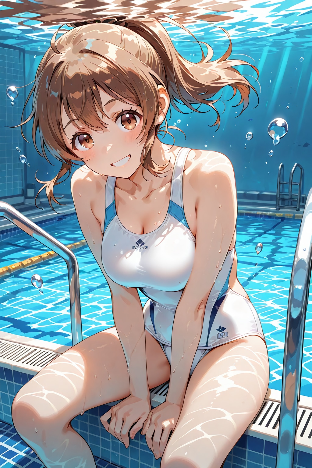 白い競泳水着