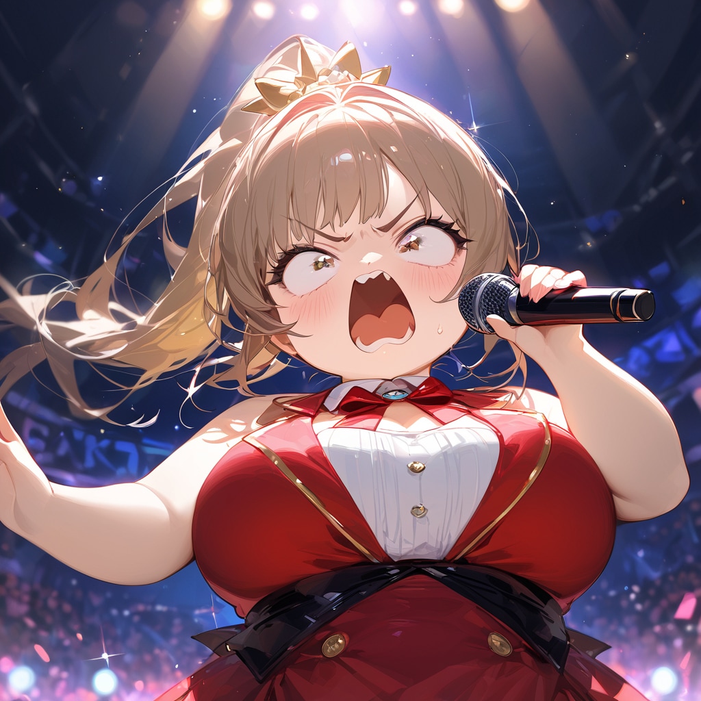 熱唱する微ぽちゃアイドル！ | の人気AIイラスト・グラビア