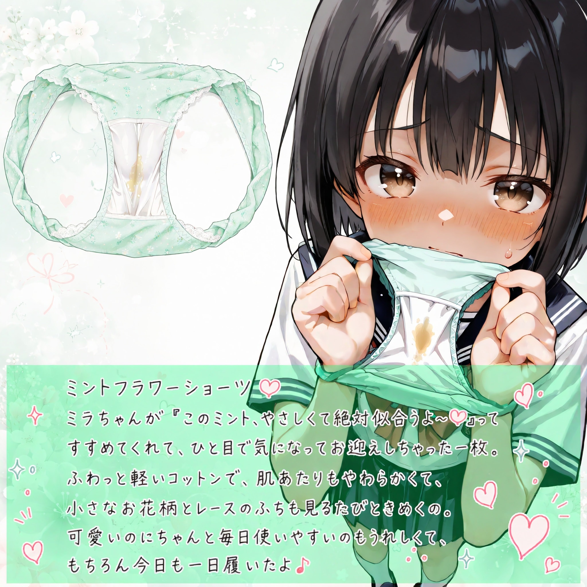 ある日突然、ミラちゃんが女子中〇生の私に今日1日学校で履いていたパンツの染みを見せろと言ってきた