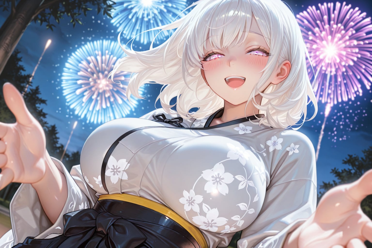 花火大会と真っ白お姉さん | の人気AIイラスト・グラビア