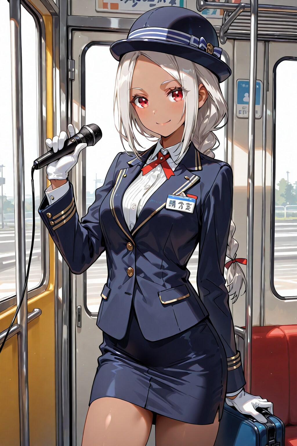 褐色のバスガイドさん