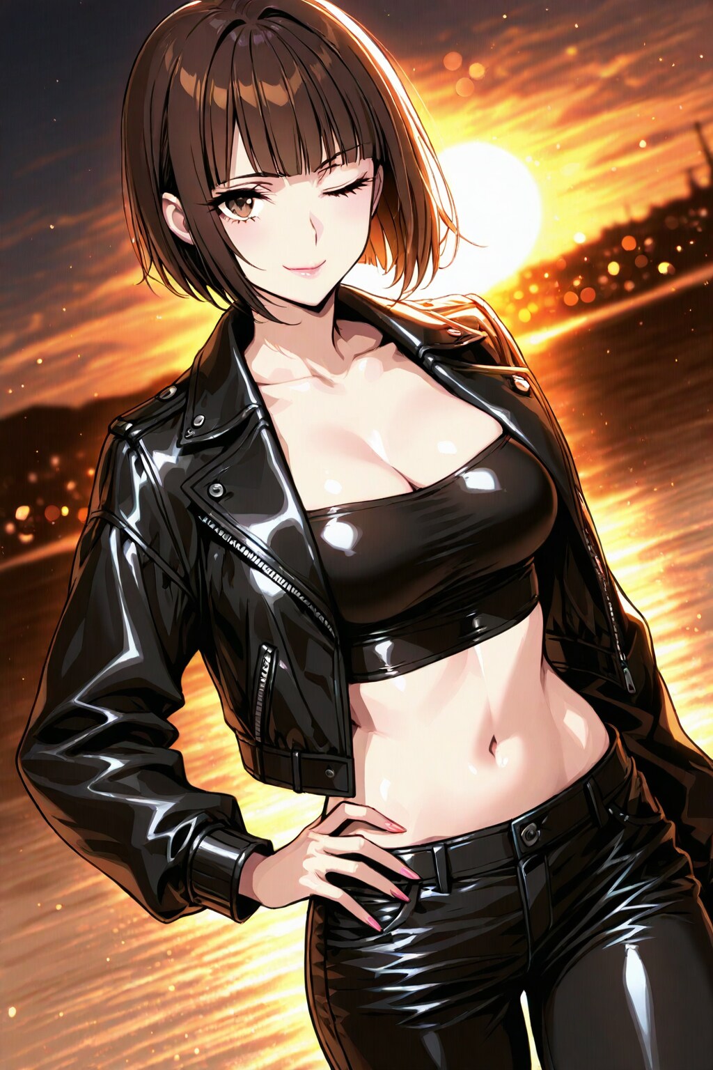 へそ出しウインク