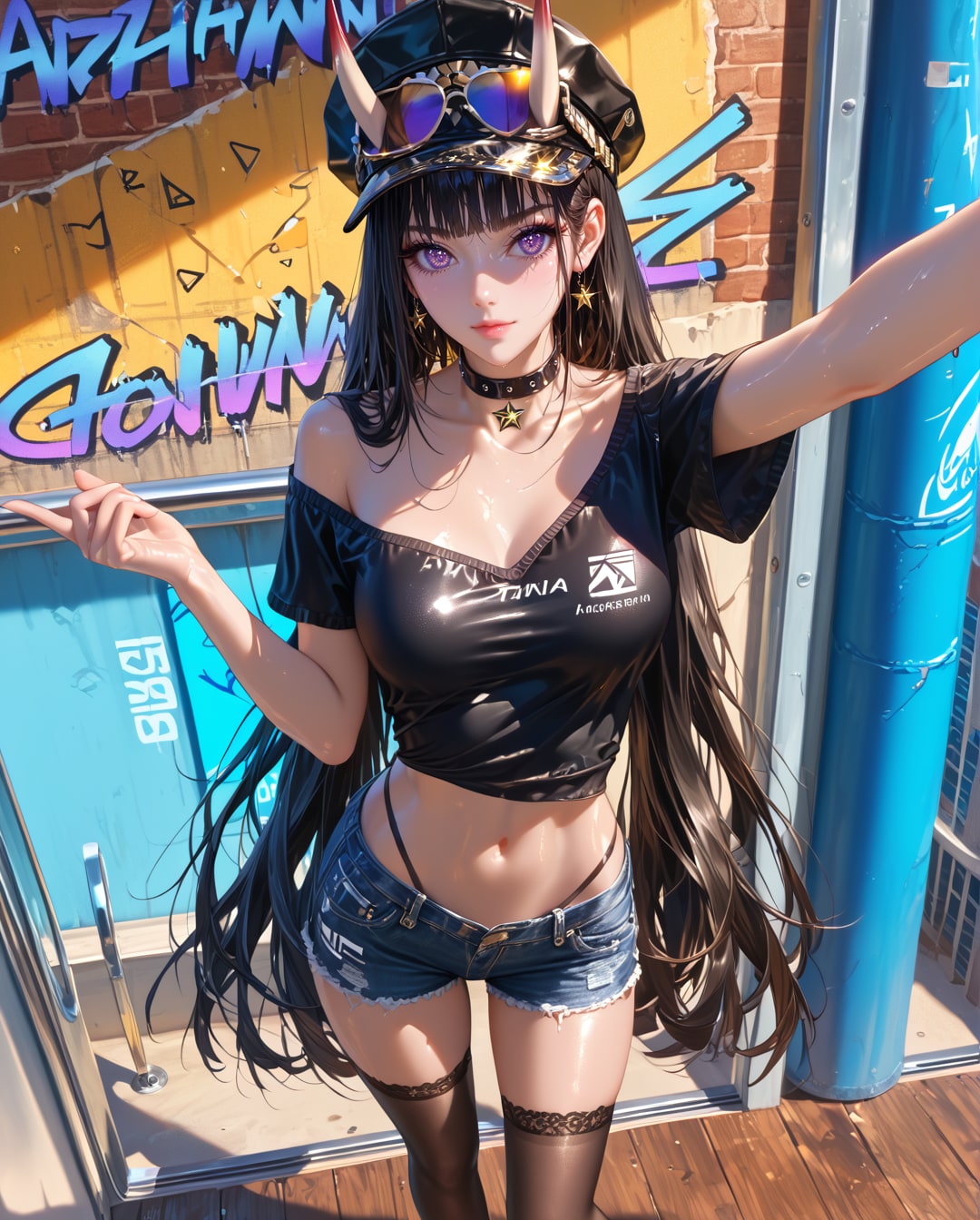 50. Date with Noshiro, Croptop and Denim shorts