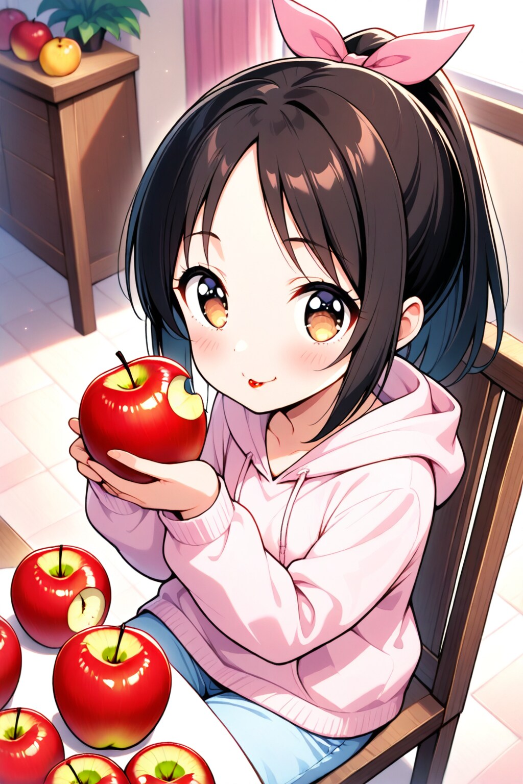 秋の味覚を楽しむうちの子　桃花