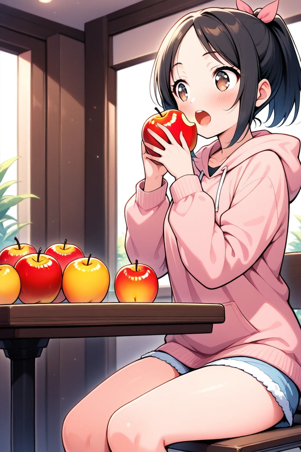 秋の味覚を楽しむうちの子　桃花