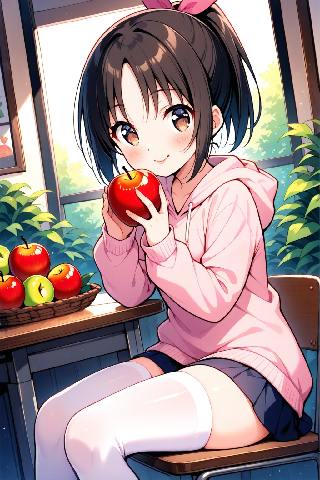 秋の味覚を楽しむうちの子　桃花