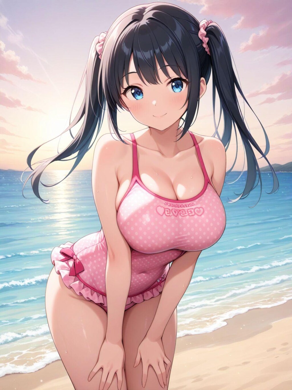 ピンクフリル水着少女2