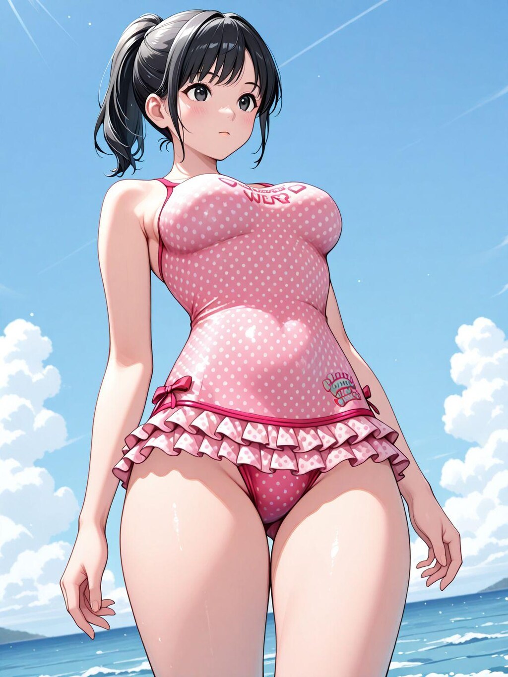 ピンクフリル水着少女2