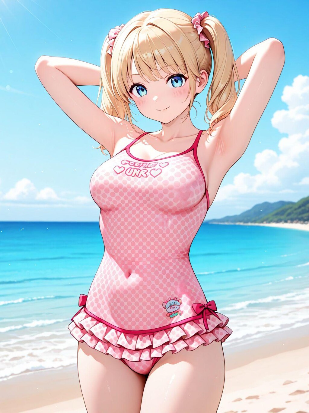 ピンクフリル水着少女2