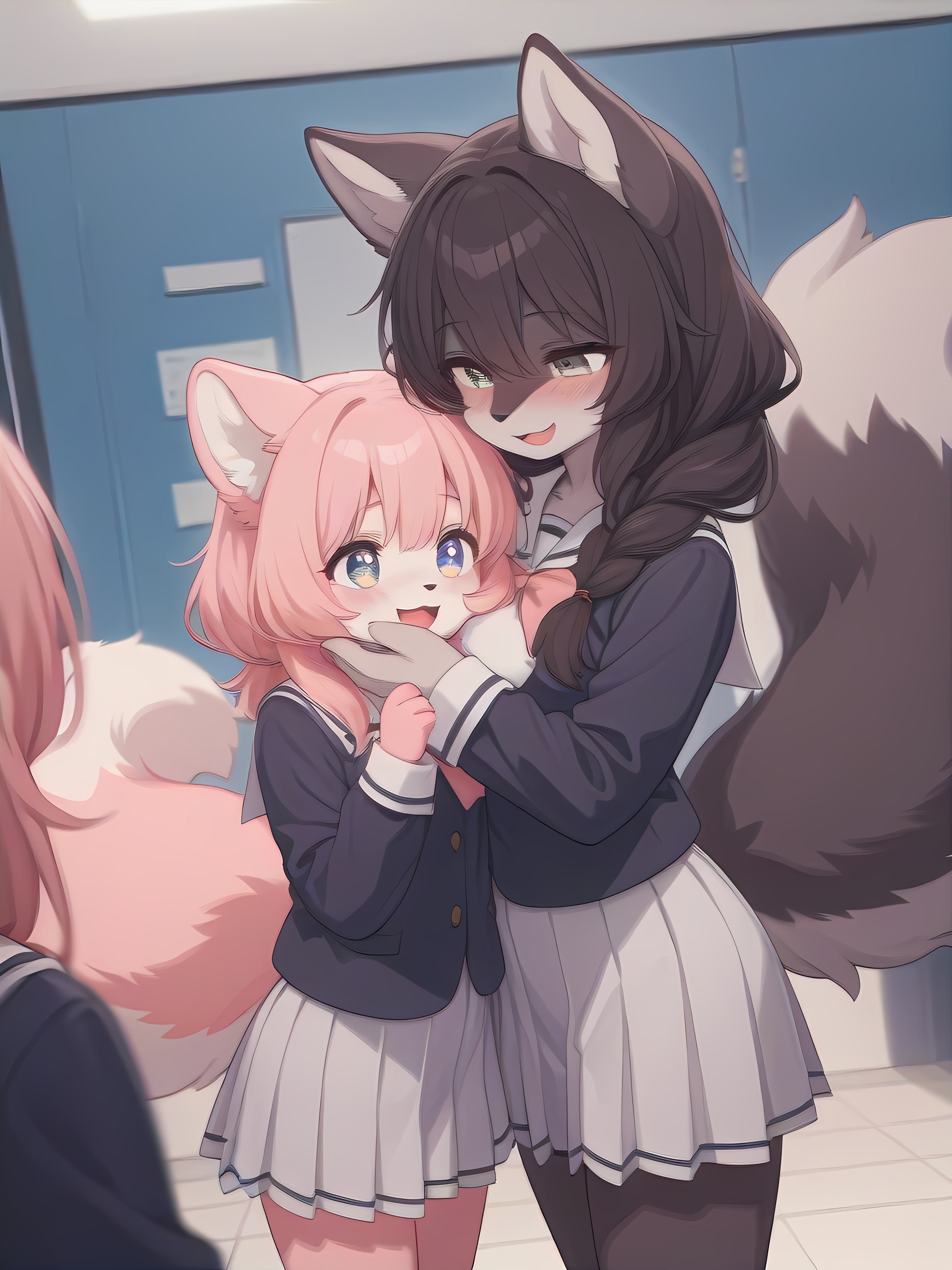 ケモ百合『同じ学年なのに』 | の人気AIイラスト・グラビア