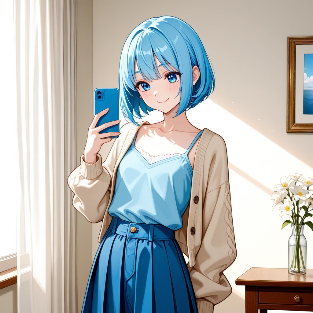 お姉ちゃんに写真を送る妹 | の人気AIイラスト・グラビア