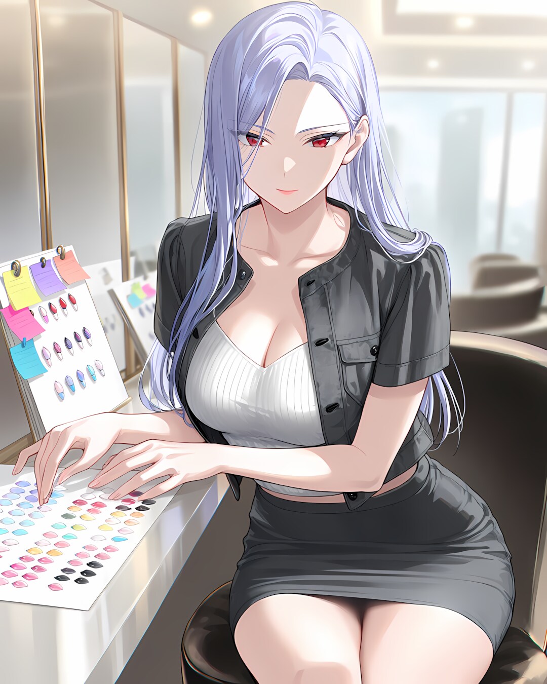 サロンの裏側、お仕事中のミレナさん💅